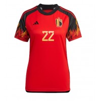 Camisa de Futebol Bélgica Charles De Ketelaere #22 Equipamento Principal Mulheres Mundo 2022 Manga Curta